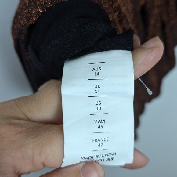 NWT Nicholas Umber Mockneck Cut Out Jersey Olympia Mini Dress - Picture 8 of 11